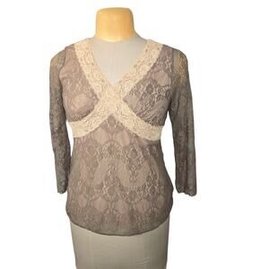 Moa Moa Womens Medium Babydoll Top Retro Romantic Floral Date Night Fairy Grunge